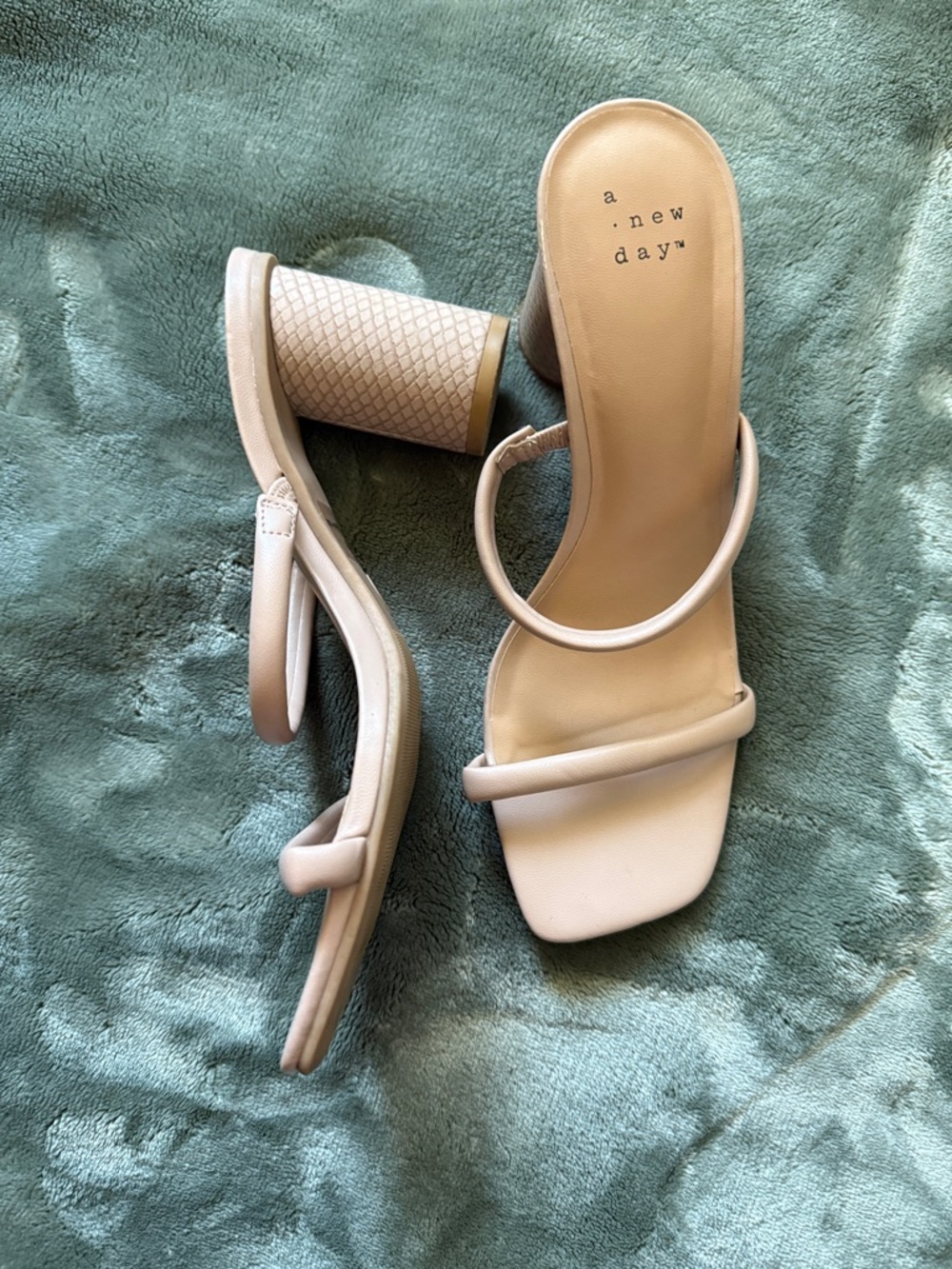 a new day Neutral Taupe Double-Strap Block Heel Sandals